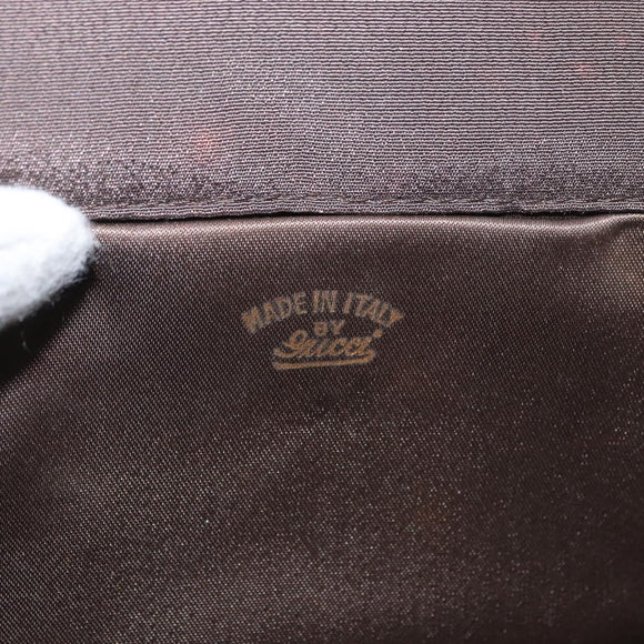 GUCCI Chain Shoulder Bag Nylon Brown Gold Auth 149791