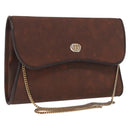 GUCCI Chain Shoulder Bag Nylon Brown Gold Auth 149791-1