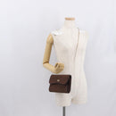 GUCCI Chain Shoulder Bag Nylon Brown Gold Auth 149791-21