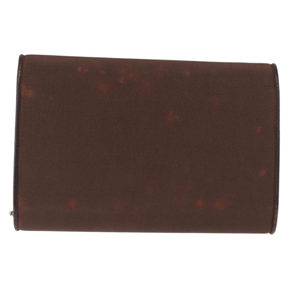 GUCCI Chain Shoulder Bag Nylon Brown Gold Auth 149791