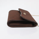 GUCCI Chain Shoulder Bag Nylon Brown Gold Auth 149791-3