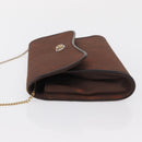 GUCCI Chain Shoulder Bag Nylon Brown Gold Auth 149791-4