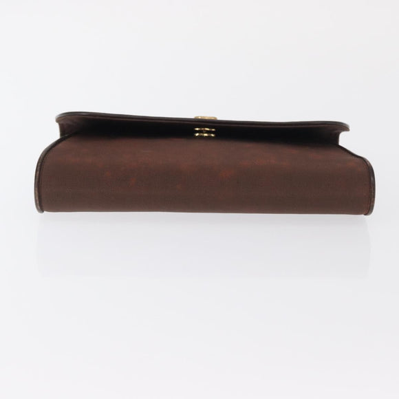 GUCCI Chain Shoulder Bag Nylon Brown Gold Auth 149791