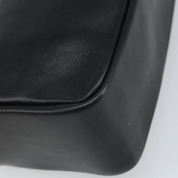 GUCCI Bamboo Hand Bag Leather Black Gold 000 3444 0575 Auth 149792