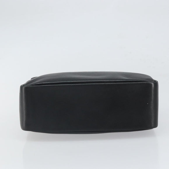 GUCCI Bamboo Hand Bag Leather Black Gold 000 3444 0575 Auth 149792