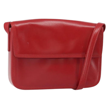 LOEWE Shoulder Bag Leather Red Gold Auth 149793
