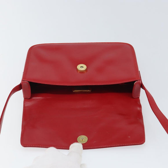 LOEWE Shoulder Bag Leather Red Gold Auth 149793