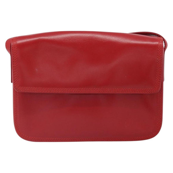 LOEWE Shoulder Bag Leather Red Gold Auth 149793