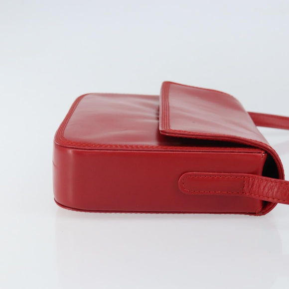 LOEWE Shoulder Bag Leather Red Gold Auth 149793