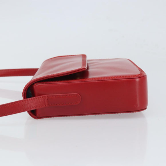 LOEWE Shoulder Bag Leather Red Gold Auth 149793