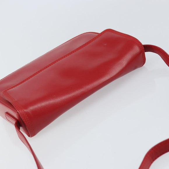 LOEWE Shoulder Bag Leather Red Gold Auth 149793