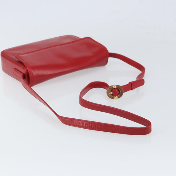 LOEWE Shoulder Bag Leather Red Gold Auth 149793