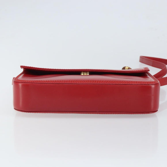 LOEWE Shoulder Bag Leather Red Gold Auth 149793