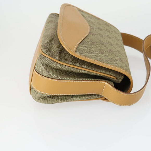 GUCCI GG Canvas Shoulder Bag Khaki Gold Auth 149794