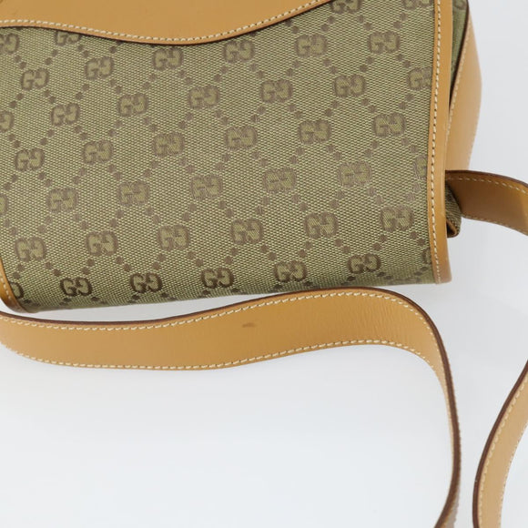 GUCCI GG Canvas Shoulder Bag Khaki Gold Auth 149794