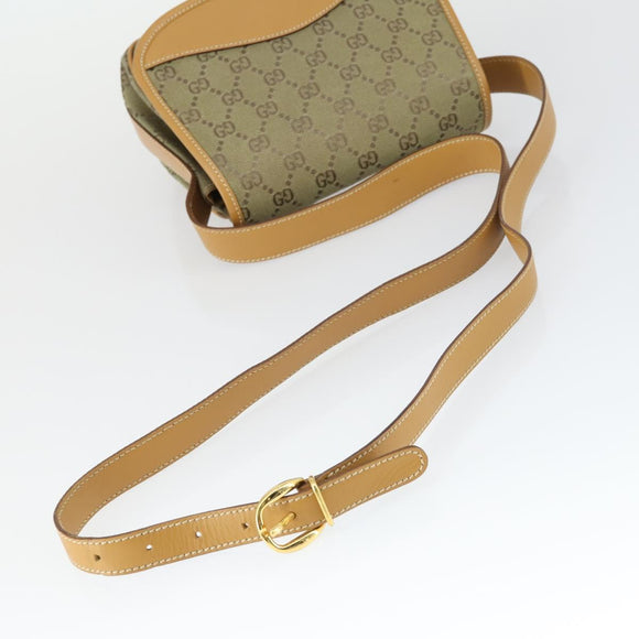 GUCCI GG Canvas Shoulder Bag Khaki Gold Auth 149794