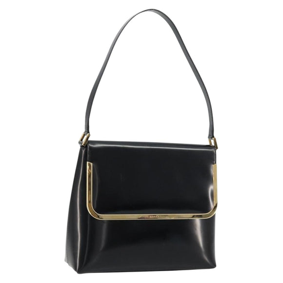 GUCCI Shoulder Bag Patent leather Black Gold 001 2113 1792 Auth 149795