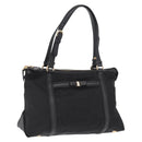 Salvatore Ferragamo Vala Hand Bag Nylon Black Gold Auth 149797-1