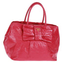 PRADA Hand Bag Patent leather Pink Gold Auth 149801V-1