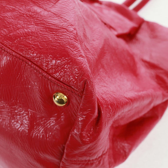 PRADA Hand Bag Patent leather Pink Gold Auth 149801V