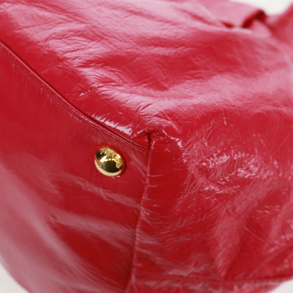 PRADA Hand Bag Patent leather Pink Gold Auth 149801V