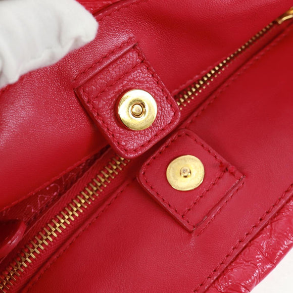 PRADA Hand Bag Patent leather Pink Gold Auth 149801V