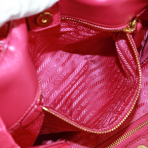 PRADA Hand Bag Patent leather Pink Gold Auth 149801V