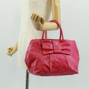PRADA Hand Bag Patent leather Pink Gold Auth 149801V-22