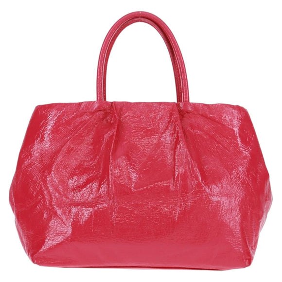 PRADA Hand Bag Patent leather Pink Gold Auth 149801V