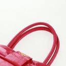 PRADA Hand Bag Patent leather Pink Gold Auth 149801V-8