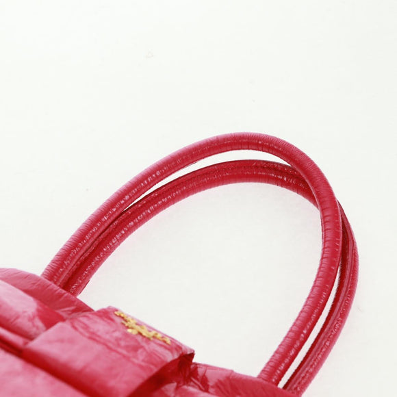 PRADA Hand Bag Patent leather Pink Gold Auth 149801V