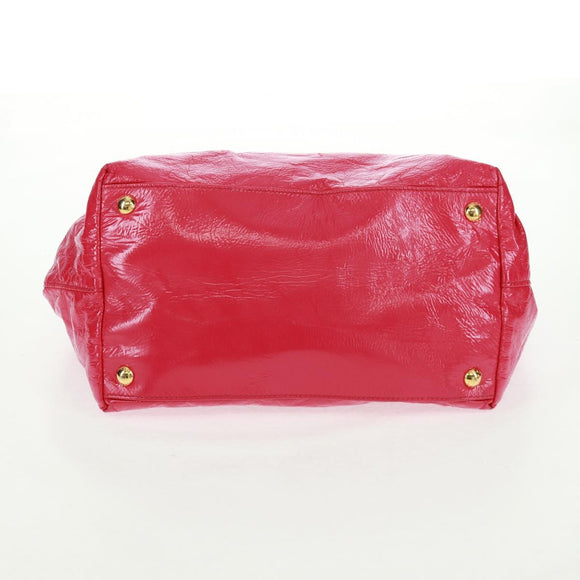 PRADA Hand Bag Patent leather Pink Gold Auth 149801V