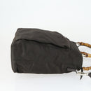 GUCCI Bamboo Hand Bag Nylon Outlet 2way Brown Silver 002 3754 0506 Auth 149802-3