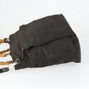 GUCCI Bamboo Hand Bag Nylon Outlet 2way Brown Silver 002 3754 0506 Auth 149802-4