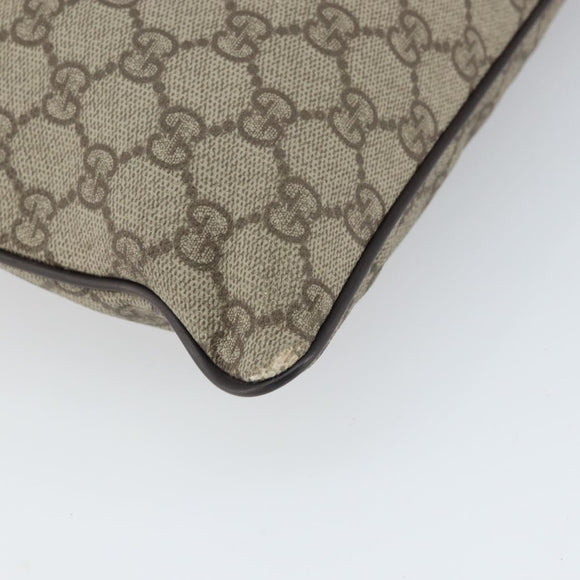 GUCCI GG Supreme Shoulder Bag PVC Beige Silver 141626 Auth 149803