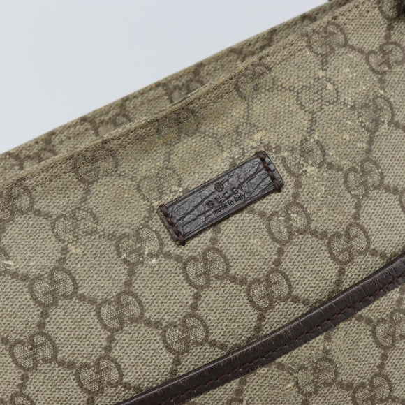 GUCCI GG Supreme Shoulder Bag PVC Beige Silver 141626 Auth 149803