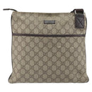 GUCCI GG Supreme Shoulder Bag PVC Beige Silver 141626 Auth 149803-2