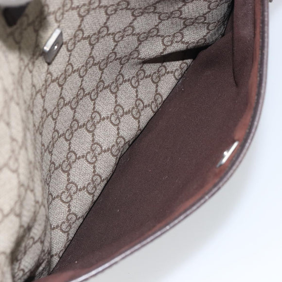 GUCCI GG Supreme Shoulder Bag PVC Beige Silver 141626 Auth 149803