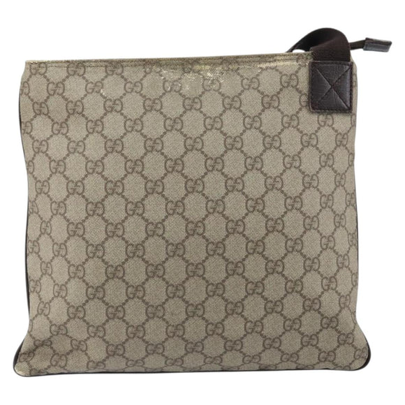 GUCCI GG Supreme Shoulder Bag PVC Beige Silver 141626 Auth 149803