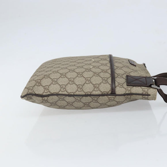 GUCCI GG Supreme Shoulder Bag PVC Beige Silver 141626 Auth 149803