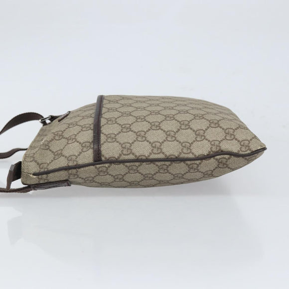 GUCCI GG Supreme Shoulder Bag PVC Beige Silver 141626 Auth 149803