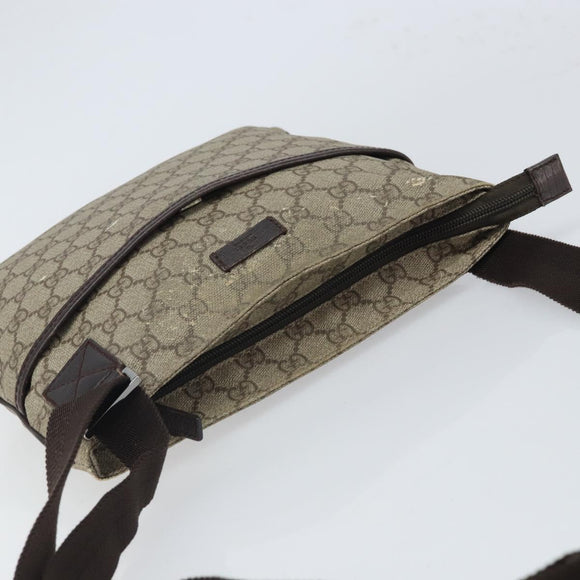 GUCCI GG Supreme Shoulder Bag PVC Beige Silver 141626 Auth 149803