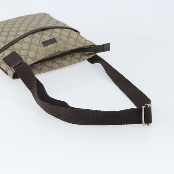 GUCCI GG Supreme Shoulder Bag PVC Beige Silver 141626 Auth 149803