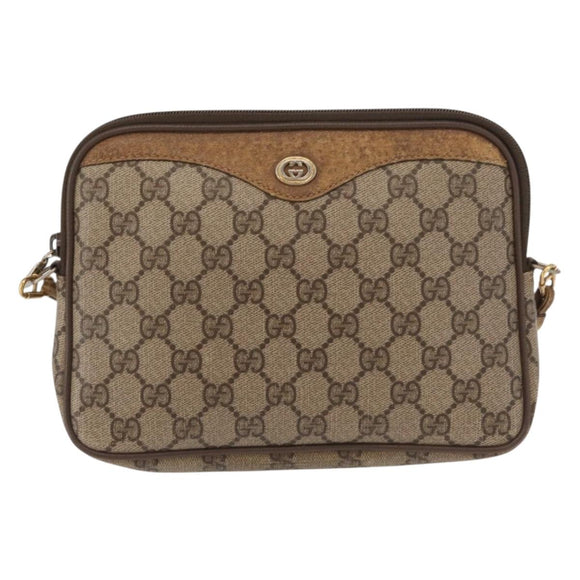 GUCCI GG Supreme Shoulder Bag PVC Beige Gold 97 02 068 Auth 149804