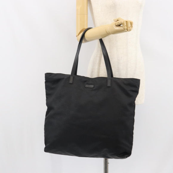 GUCCI GG Canvas Tote Bag Nylon Black Gold 295252 Auth 149805