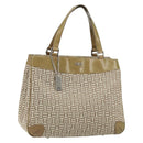 BALENCIAGA Hand Bag Canvas Beige Silver Auth 149812-1