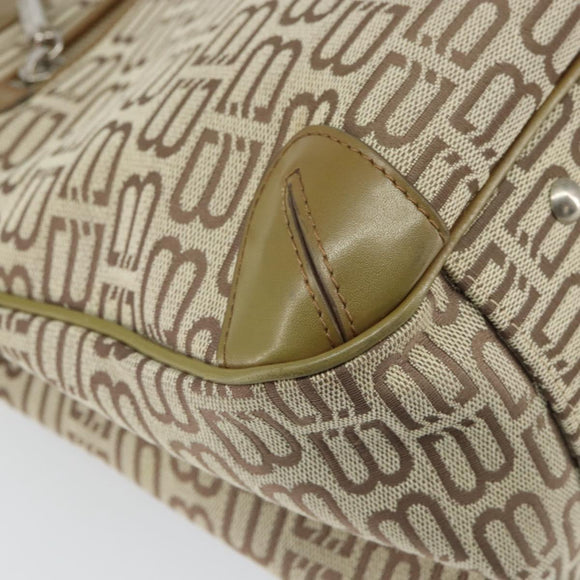 BALENCIAGA Hand Bag Canvas Beige Silver Auth 149812