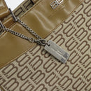 BALENCIAGA Hand Bag Canvas Beige Silver Auth 149812-10