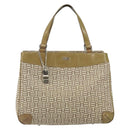BALENCIAGA Hand Bag Canvas Beige Silver Auth 149812-13