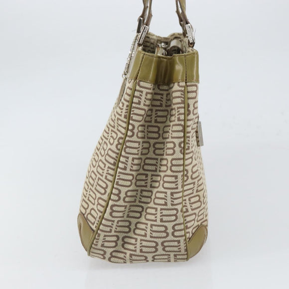 BALENCIAGA Hand Bag Canvas Beige Silver Auth 149812
